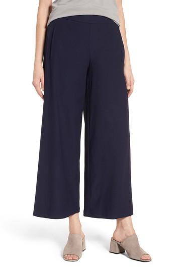 Petite Women's Eileen Fisher Wide Leg Crop Pants, Size P - Blue