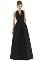 Women's Alfred Sung Dupioni A-line Gown - Black