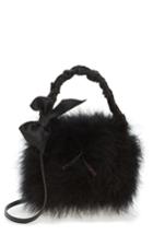 Frances Valentine Small Calfskin Leather & Feather Bucket Bag - Black