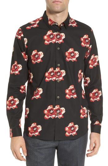 Men's Ted Baker London Lilky Trim Fit Floral Sport Shirt (s) - Blue