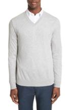 Men's Burberry Randolf Cashmere & Cotton Sweater, Size - Grey