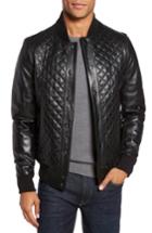 Men's Lamarque Quilted Leather Baseball Jacket - Black