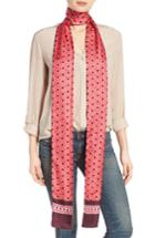 Women's Kate Spade New York Floral Tile Silk Skinny Scarf, Size - Pink
