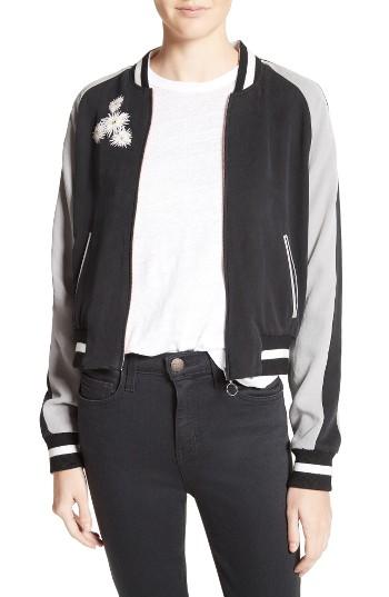 Women's Elizabeth And James Willa Embroidered Reversible Bomber Jacket - Black