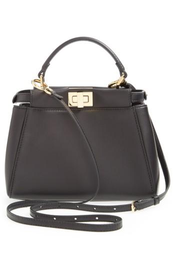 Fendi 'mini Peekaboo' Nappa Leather Bag - Black
