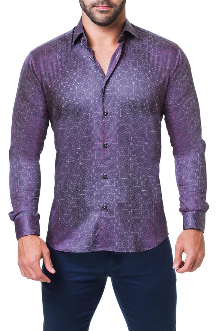 Men's Maceoo Fibonacci Star Print Sport Shirt - Blue
