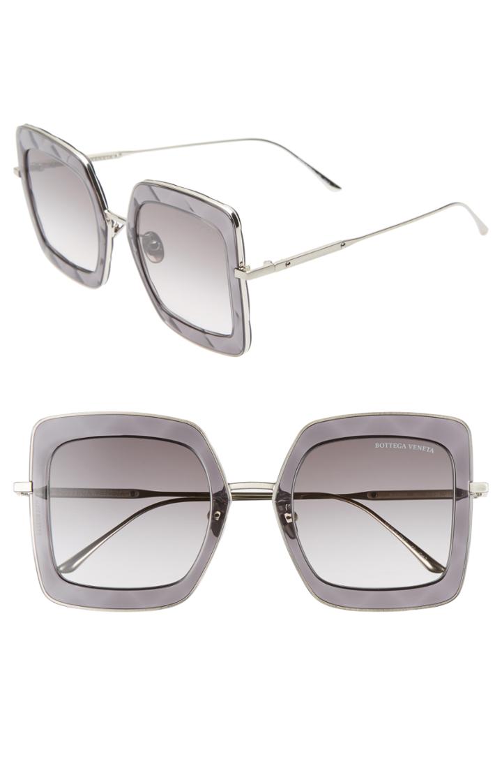 Women's Bottega Veneta 51mm Gradient Square Sunglasses - Silver/ Grey