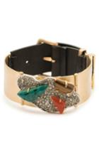 Women's Alexis Bittar Crystal Encrusted Leather Strap Bracelet
