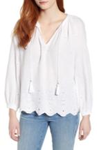 Women's Lucky Brand Eyelet Peasant Top - White