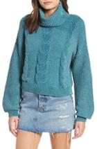 Women's Bp. Cable Knit Chenille Sweater, Size - Blue/green