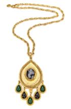 Women's Ben-amun Multicolor Stone Long Teardrop Pendant Necklace