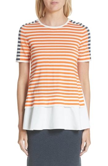 Women's Akris Punto Tricolor Stripe Mixed Media Tee - Orange