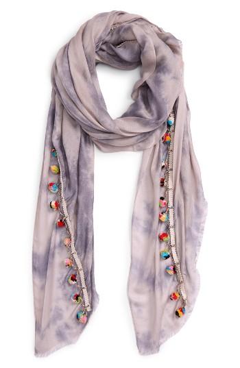 Women's Lulla Collection By Bindya Pom Pom Trim Scarf, Size - Purple