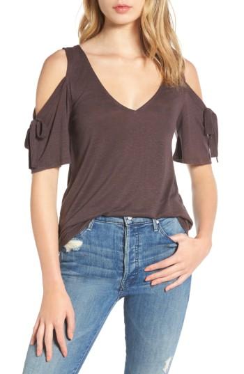 Women's Hinge Bow Cold Shoulder Tee - Purple