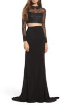 Women's Mac Duggal Star Mesh Two-piece Gown - Black