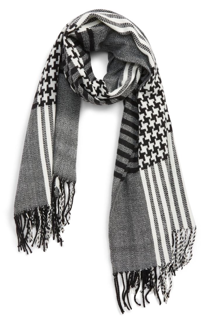 Women's Bp. Houndstooth Scarf, Size - Black