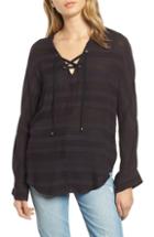 Women's Rails Metallic Detail Lace Up Blouse - Black