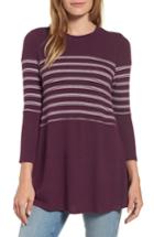 Women's Caslon Stripe Panel Sweater - Purple