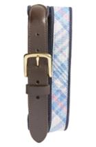 Men's Vineyard Vines Saba Rock Plaid Leather & Canvas Belt
