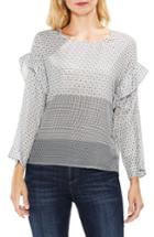 Women's Two By Vince Camuto Quiet Tile Border Ruffle Top, Size - Grey