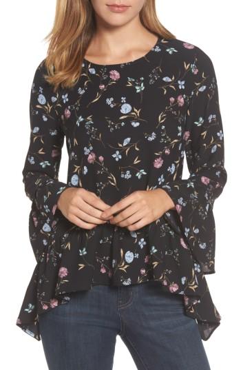 Women's Gibson Ruffle Asymmetrical Blouse - Black