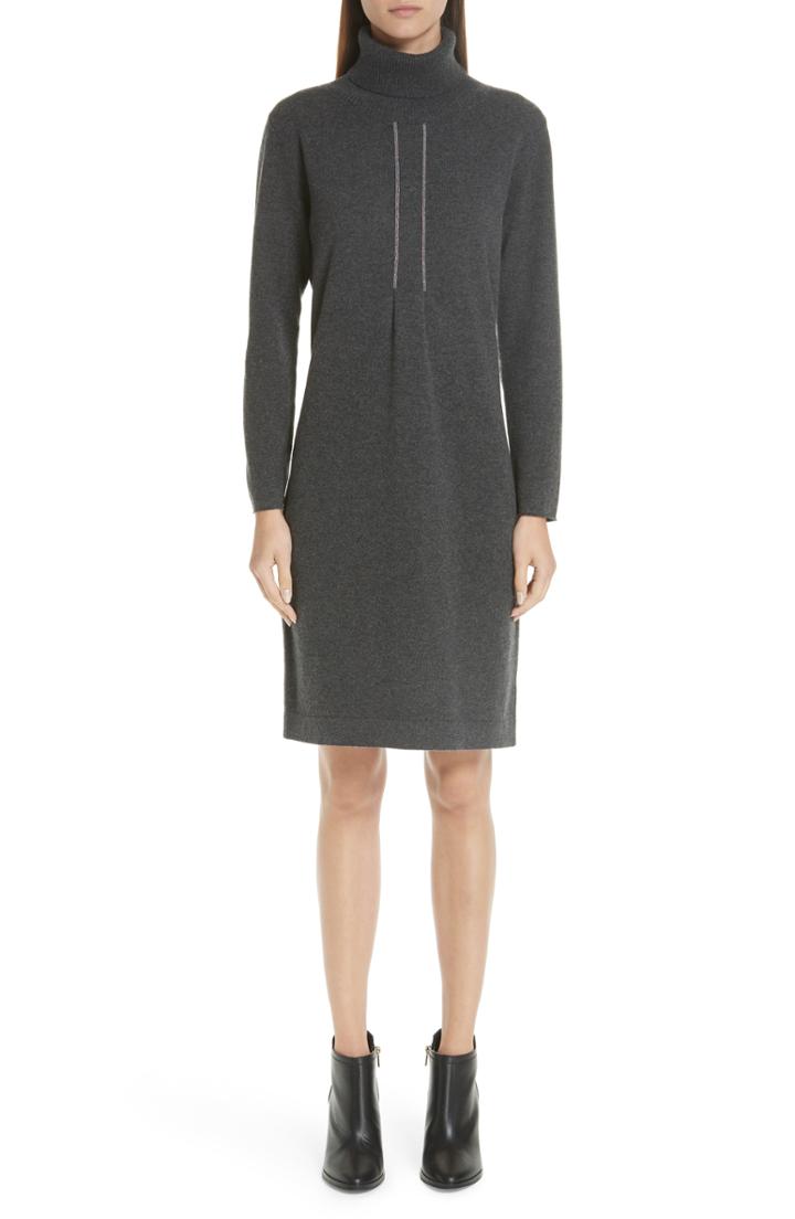 Women's Fabiana Filippi Knit Turtleneck Dress Us / 40 It - Grey