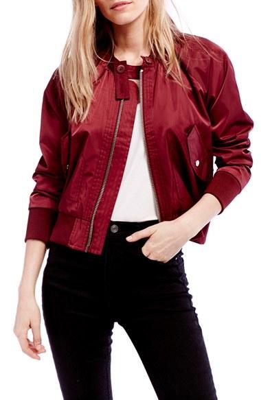 Women's Free People Midnight Bomber Jacket - Burgundy