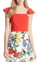 Women's Alice + Olivia Celestial Flutter Sleeve Crop Top - Red