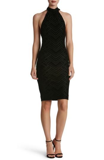 Women's Dress The Population Avery Geometric Burnout Velvet Halter Dress