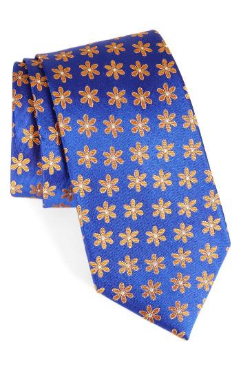Men's Nordstrom Small Margarita Flower Silk Tie, Size - Orange