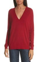Women's Theory Adrianna Wool V-neck Sweater, Size - Red