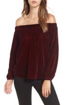 Women's L'academie Off The Shoulder Velvet Top - Red