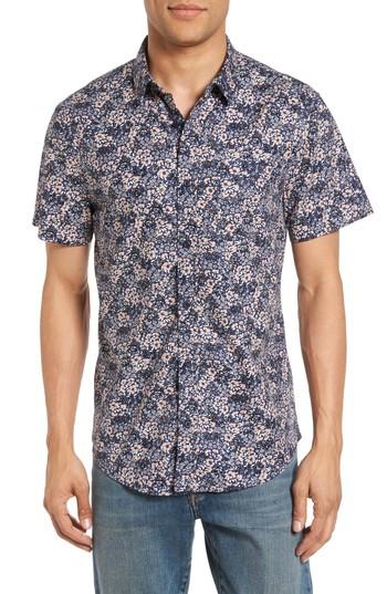 Men's 1901 Poplin Floral Shirt, Size - Blue