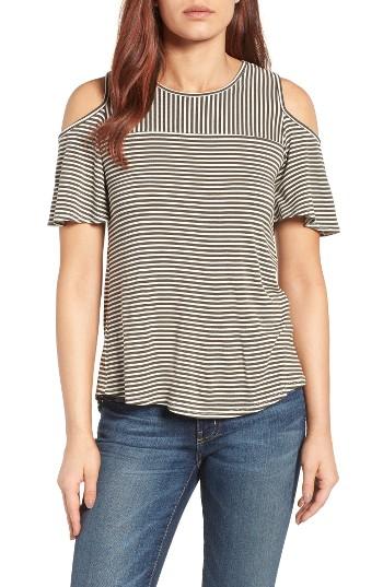 Women's Bobeau Cold Shoulder Stripe Tee - Green