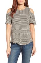 Women's Bobeau Cold Shoulder Stripe Tee - Green