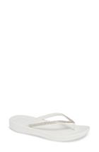 Women's Fitflop Iqushion(tm) Crystal Embellished Flip Flop M - White