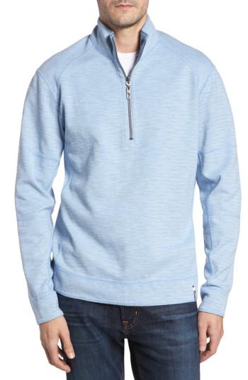 Men's Tommy Bahama Sandbar Slub Reversible Quarter Zip Pullover - Blue