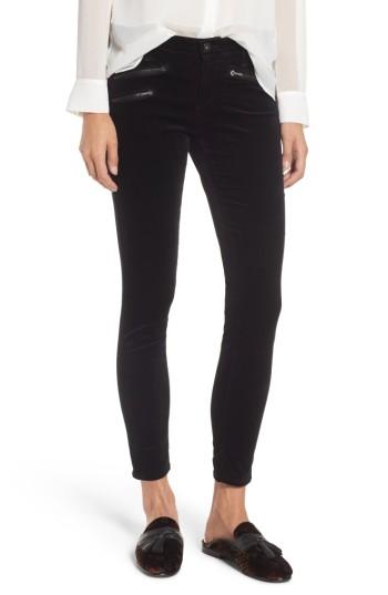 Women's Ag The Legging Ankle Skinny Moto Velvet Pants - Black