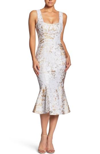 Women's Dress The Population Fiona Sequin Trumpet Dress - White