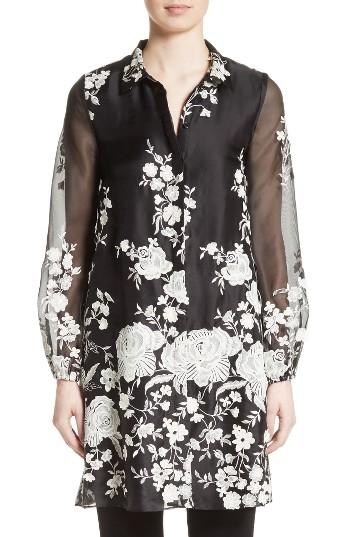 Women's Co Floral Embellished Tunic Top - Black
