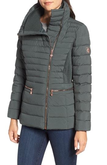 Women's Bernardo Asymmetrical Water Resistant Quilted Jacket - Green
