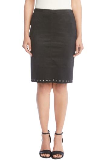 Women's Karen Kane Studded Faux Suede Skirt - Black