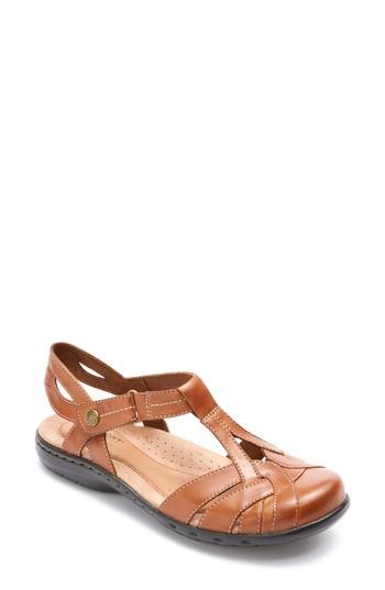 Women's Rockport Cobb Hill Penefield T-strap Sandal .5 M - Brown