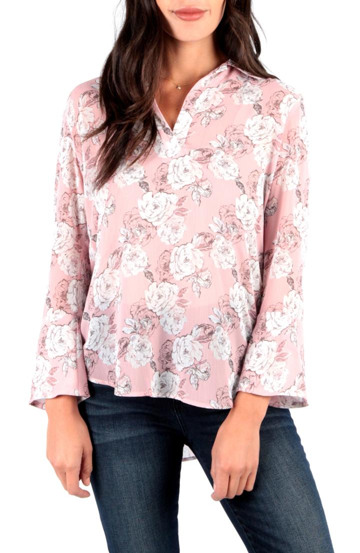 Women's Kut From The Kloth Niki Split Neck Blouse - Pink