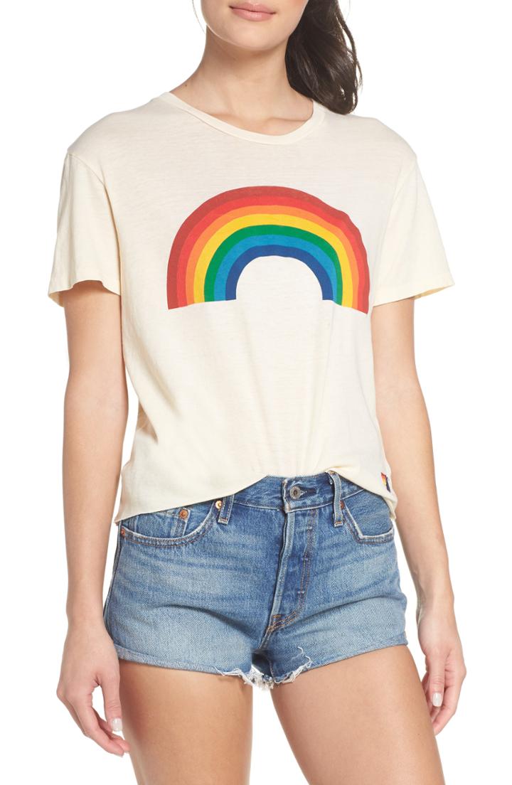 Women's Aviator Nation Big Rainbow Boyfriend Tee