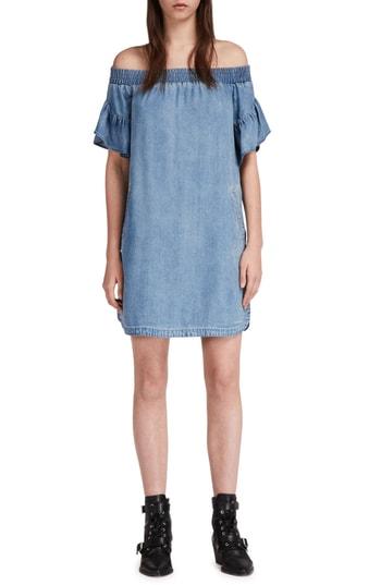 Women's Allsaints Adela Off The Shoulder Chambray Dress - Blue