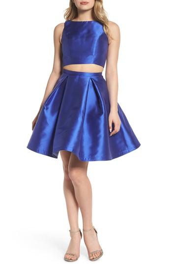 Women's Mac Duggal Skater Skirt Two-piece Dress - Blue
