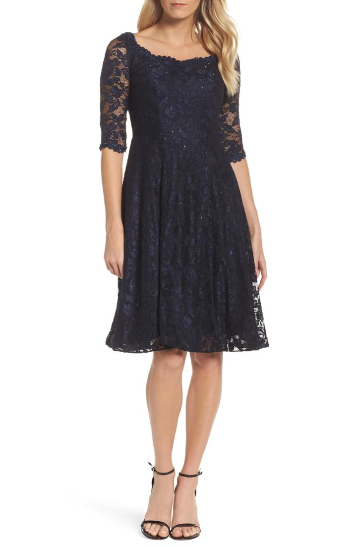 Women's La Femme Fit & Flare Lace Dress