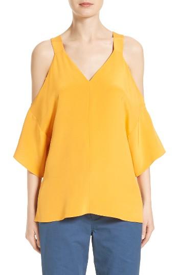 Women's Tibi Cold Shoulder Silk Blouse