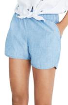 Women's Madewell Chambray Pull-on Shorts, Size - Blue